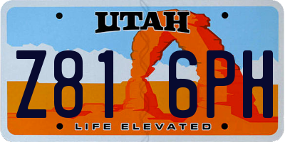 UT license plate Z816PH