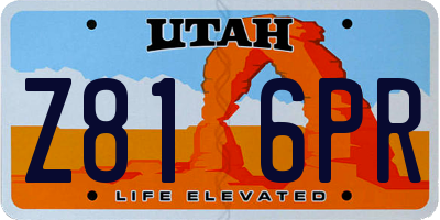 UT license plate Z816PR