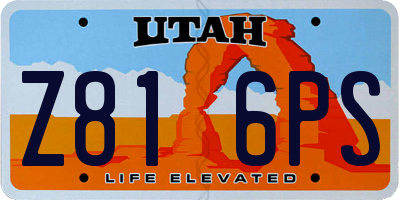 UT license plate Z816PS
