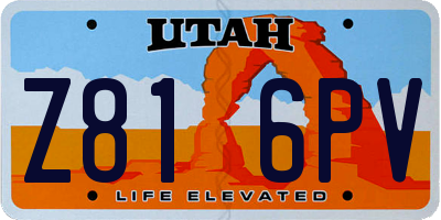 UT license plate Z816PV