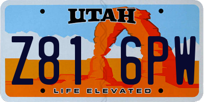 UT license plate Z816PW