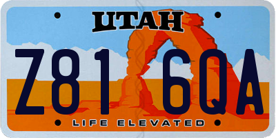 UT license plate Z816QA