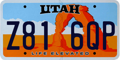 UT license plate Z816QP