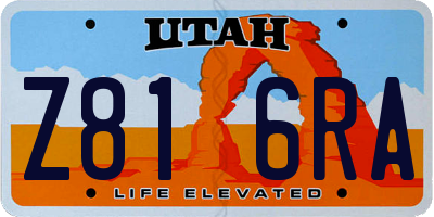 UT license plate Z816RA