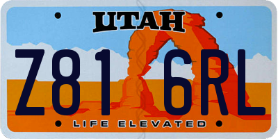 UT license plate Z816RL