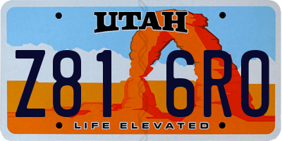 UT license plate Z816RO
