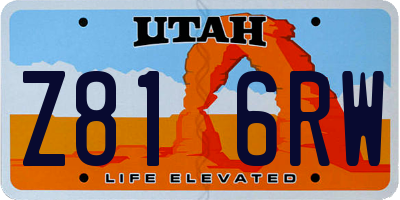 UT license plate Z816RW