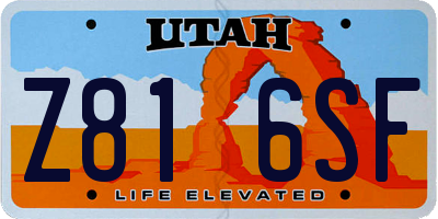 UT license plate Z816SF