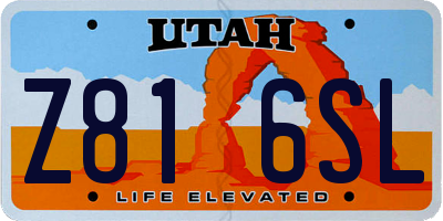 UT license plate Z816SL