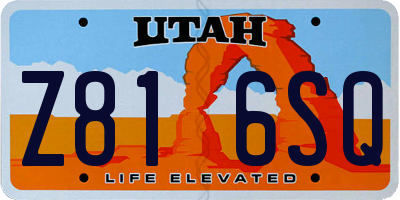 UT license plate Z816SQ