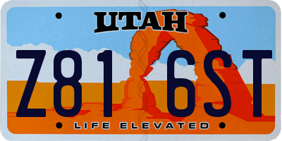 UT license plate Z816ST