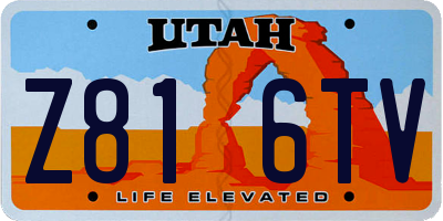 UT license plate Z816TV
