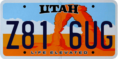 UT license plate Z816UG
