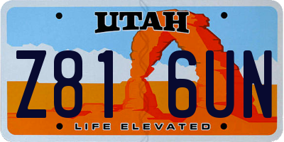 UT license plate Z816UN