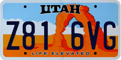 UT license plate Z816VG