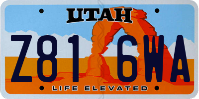 UT license plate Z816WA