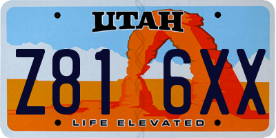 UT license plate Z816XX