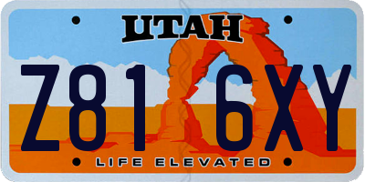 UT license plate Z816XY