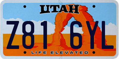 UT license plate Z816YL