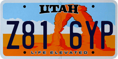 UT license plate Z816YP