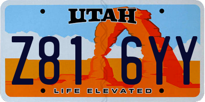 UT license plate Z816YY