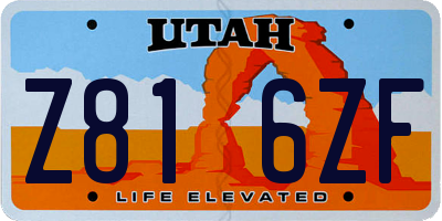 UT license plate Z816ZF