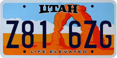 UT license plate Z816ZG