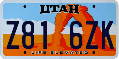 UT license plate Z816ZK