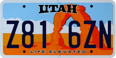 UT license plate Z816ZN