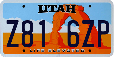 UT license plate Z816ZP