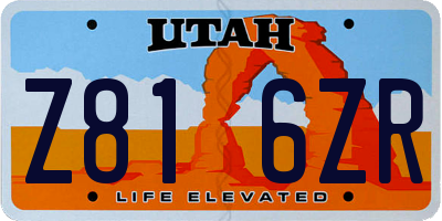 UT license plate Z816ZR