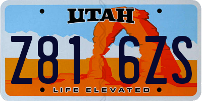 UT license plate Z816ZS