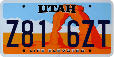 UT license plate Z816ZT