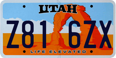 UT license plate Z816ZX