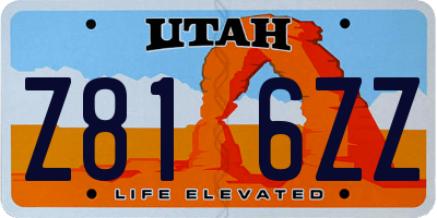 UT license plate Z816ZZ