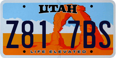 UT license plate Z817BS