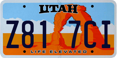 UT license plate Z817CI