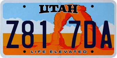 UT license plate Z817DA