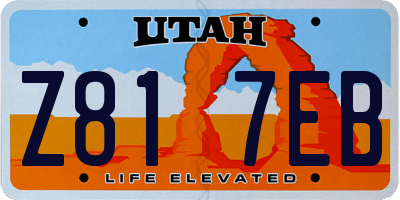 UT license plate Z817EB