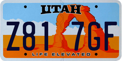 UT license plate Z817GF