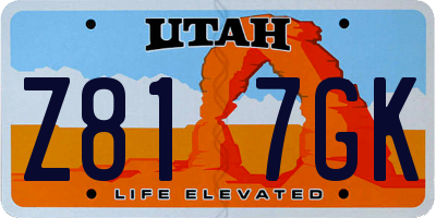 UT license plate Z817GK