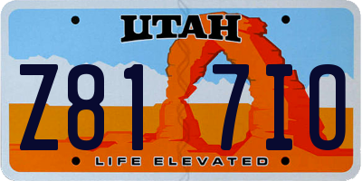 UT license plate Z817IO