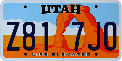 UT license plate Z817JO