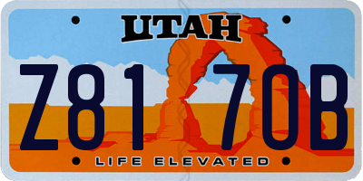 UT license plate Z817OB
