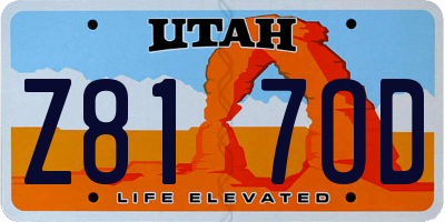 UT license plate Z817OD