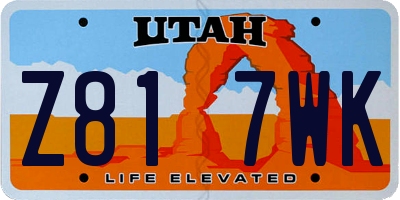 UT license plate Z817WK