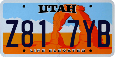UT license plate Z817YB