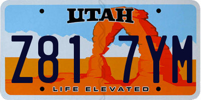 UT license plate Z817YM
