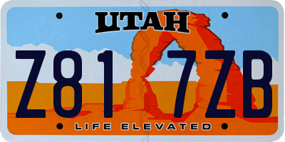 UT license plate Z817ZB