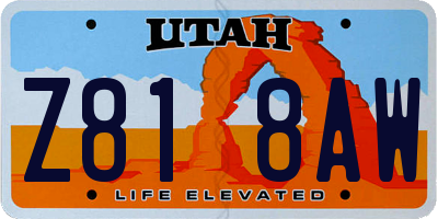 UT license plate Z818AW